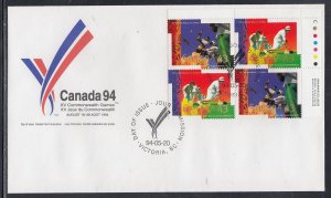 Canada Scott 1518a UR PlBlk FDC - CANADA 94 Commonwealth Gamrs