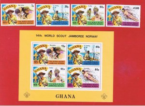 Ghana #565-569  MNH OG   Boy Scouts   w/SS    Free S/H