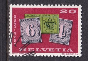 Switzerland  #492  cancelled  1968  stamps of 1843  20c