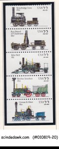 UNITED STATES USA - 1987 LOCOMOTIVES / RAILWAY - SE-TENANT 5V STRIP MNH