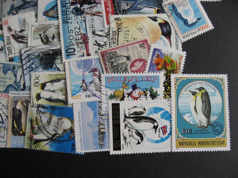 Topical hoard breakup 35 penguins. Mixed condition, few duplicates