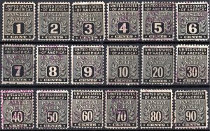 PN1-18 1¢ - 90¢ Postal Note Stamps: Complete Set (1945) Used