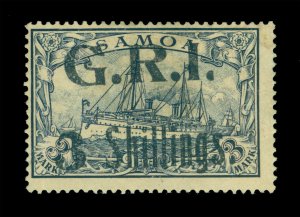 German Colonies - SAMOA 1914 Yacht G.R.I. surcharge 3sh/3mk viol Sc# 112 mint MH