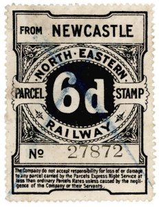 (I.B) North Eastern Railway : Parcel Stamp 6d (Newcastle)