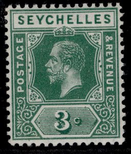 SEYCHELLES GV SG83, 3c green, LH MINT.