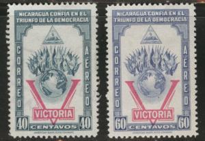 Nicaragua Scott C261-262 MH* 1943 Victory airmail  set