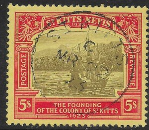 ST.KITTS-NEVIS SG59 1923 5/= BLACK & RED ON YELLOW USED