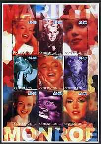 Uzbekistan 2002 Marilyn Monroe #2 perf sheetlet containin...