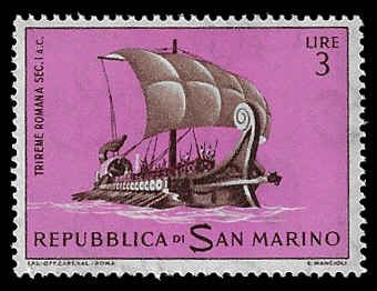 San Marino #542 MNH; 3L Roman Galley (1963)