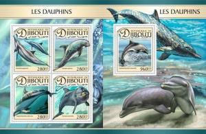 Z08 IMPERFORATED DJB17107ab DJIBOUTI 2017 Dolphins MNH ** Postfrisch Set