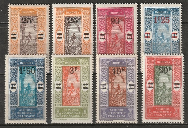 Dahomey 1924 Sc 90-6 set MH*/MNH** (includes 84a chalky paper)