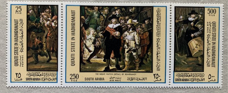 Aden Qu’aiti 1967 Rembrandt paintings, MNH. Michel 165-167, CV €7.00