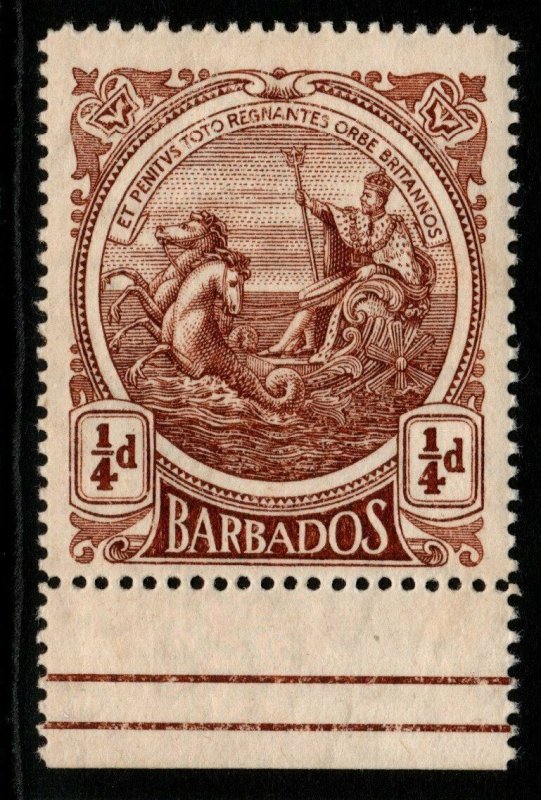 BARBADOS SG181w 1916 ¼d DEEP BROWN WMK INVERTED MNH