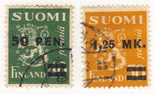 Finland #195-96 used cpl surcharges