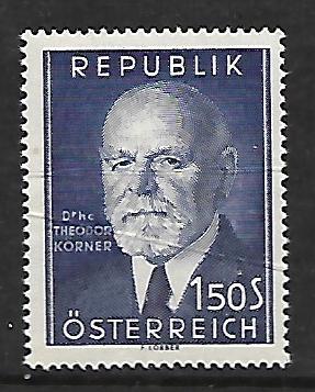 AUSTRIA 588 MNH CREASED,  THEODOR KORNER,  CAT VALUE $6.50