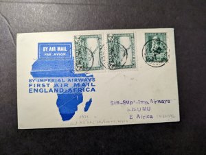 1931 Belgium Airmail Cover Brussels to Kisumu East Africa Imperial Airways