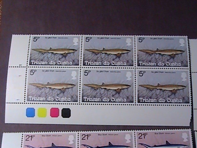 TRISTAN da CUNHA # 302-305-MINT/NH-COMPLETE SET OF PLATE # BLOCKS OF 6--1982