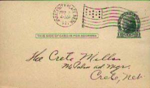 United States, Government Postal Card, Flags, Machine Cancel, Nebraska