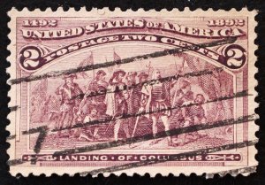 U.S. Used Stamp Scott #231 2c Columbian, Superb. 7 Diagonal Cancel. A Gem!