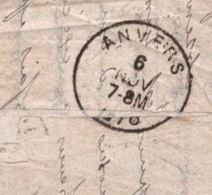 France BALLON MONTE 30c Cover 1870 PARIS SIEGE Belgium Per *MONTGOLFIER*? MA1014