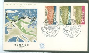 Monaco 507-509 Europa (1962) wheat harvest (set of three) on a cacheted unaddressed FDC