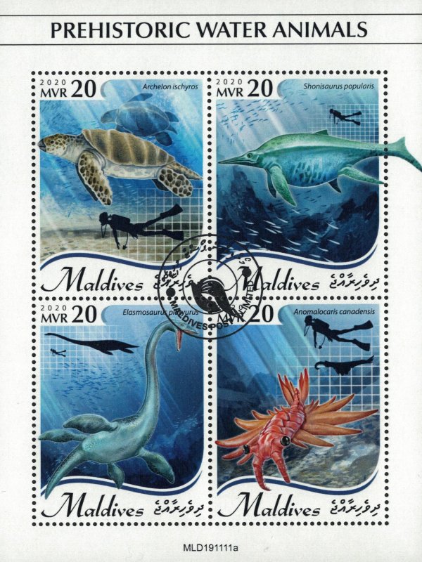 MALDIVE 2020  - Prehistoric water animals / minisheet