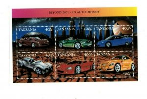 Tanzania 1999 - Futuristic Cars - Sheet of 6 Stamps - MNH