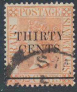 Straits Settlements    SC# 76 Used  w/ surcharge see details & scans