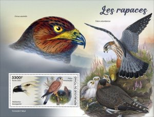 Chad - 2022 Birds of Prey, Common Kestrel - Stamp Souvenir Sheet - TCH220119b2