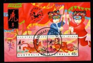 CHRISTMAS ISLAND SGMS442 1998 CHINESE NEW YEAR YEAR OF THE TIGER FINE USED