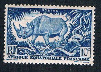 French Equatorial Africa 166 MLH Black Rhino (BP846)