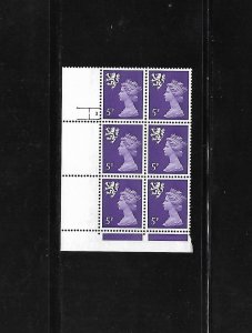 Great Britain Stamps: Scotland: #SMH5; 5p Machin LL # Blk/6 (3) MNH