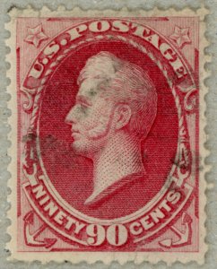 US Scott#144 VF-XF 1870 90c Perry, H grill, lightly cancelled