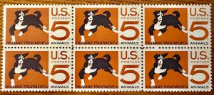 US # 1307 Humane Treatment of Animals 5c 1966 block of 6 Mint NH