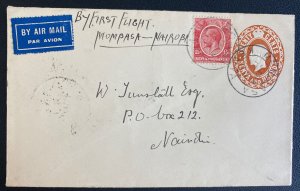 1932 Mombasa Kenya Airmail Cover To Nairobi  Wilson Airways Feeder Services