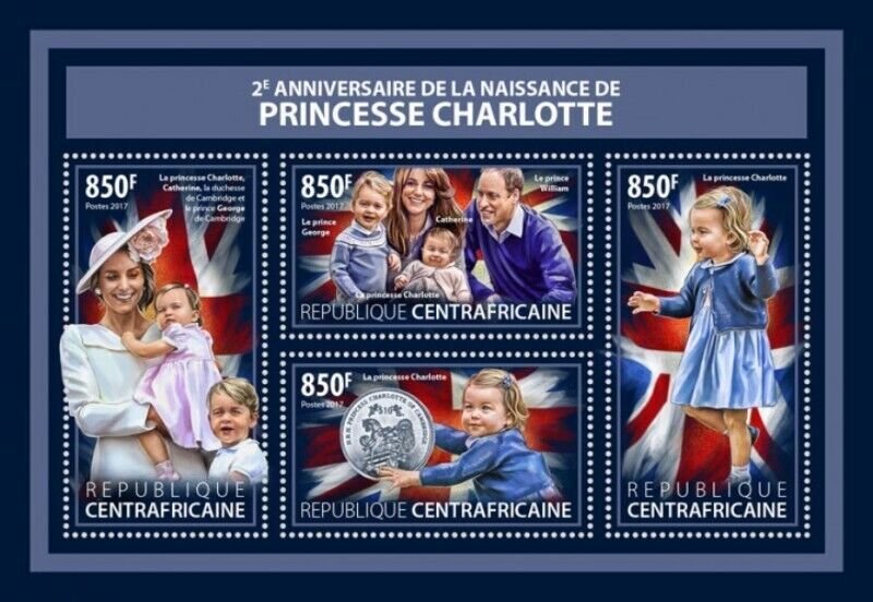 Central Africa - 2017 Princess Charlotte - 4 Stamp Sheet - CA17602a