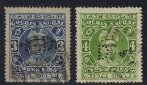 India: Cochin #14,16 with perfins