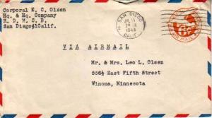 United States, Military, California, Airmail, Postal Stationery, U.S. Marine ...