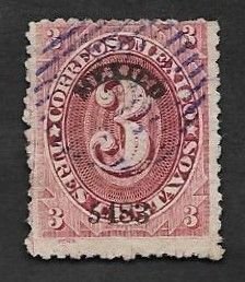 SE)1882-83 MEXICO  FROM THE SERIES NUMERALS 3C SCT 147, MEXICO DISTRICT, USED