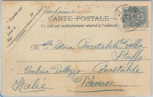 74719 - ALGIERIA - POSTAL HISTORY - France 5 cnts on POSTCARD to ITALY  1905