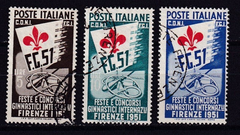 1951 - ITALY - lnternational Gymnastic Festival- Sc# 574-576 - Used