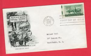 #981 Minnesota Territorial Centennial- Armaster Cachet!