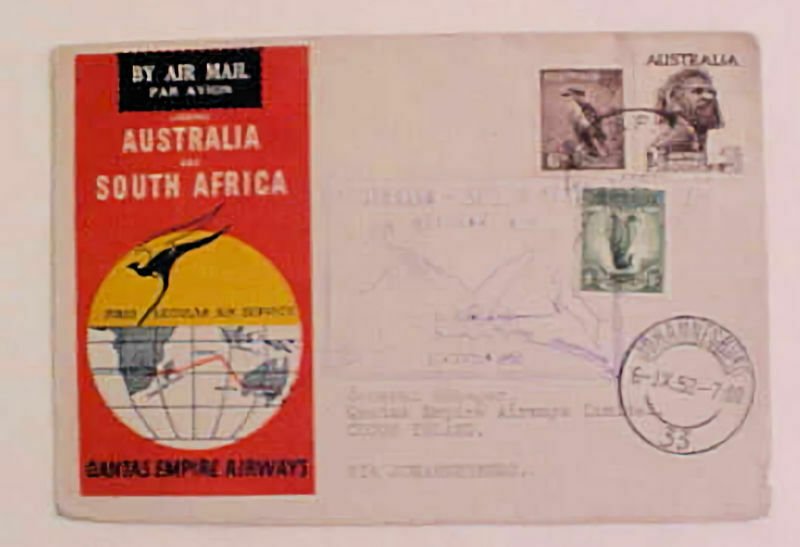 COCOS ISLAND FLIGHT COVER 1952 FROM RAAF P B/S JOHANNNESBURG