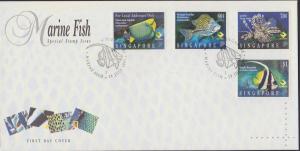 SINGAPORE - Sc# 733-736 1995 Marine Fish FDC