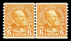 Scott 723 1932 6c Garfield Coil Issue Mint Pair F-VF OG NH Cat $32.50