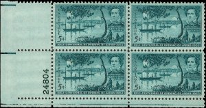 Scott # 1021 1953 5c bl grn  Perrys Vessels in
Tokyo Bay  Plate Block - Lower...