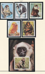 Sharjah # MI1012-1016, Block 107, Monkeys, Mint NH