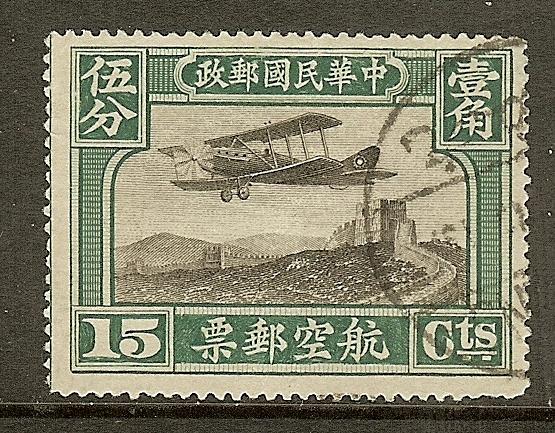 China, Scott#C6, 15c Curtiss Jenny over Great Wall, Used