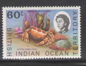 BIOT 1968 Spotted Pebble Crab 60c Scott # 25 MNH