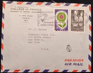 DM)1966, FRANCE, LETTER SENT TO U.S.A, AIR MAIL, WITH EUROPA ISSUE STAMPS